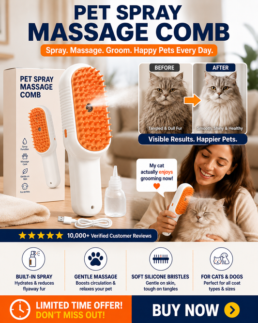3-in-1 Steam Pet Grooming Brush for Shedding, Massage & Deep Cleaning Keep Your Pet’s Coat Clean, Soft & Healthy